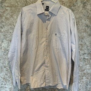Mont Blanc Light Blue Striped Cotton Button Down Shirt